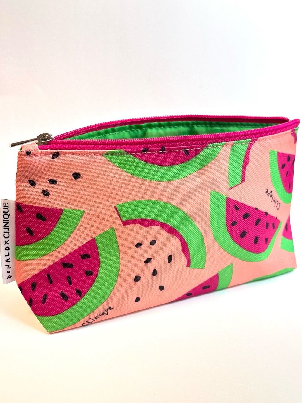 Donald x Clinique small makeup pouch with watermelon motif